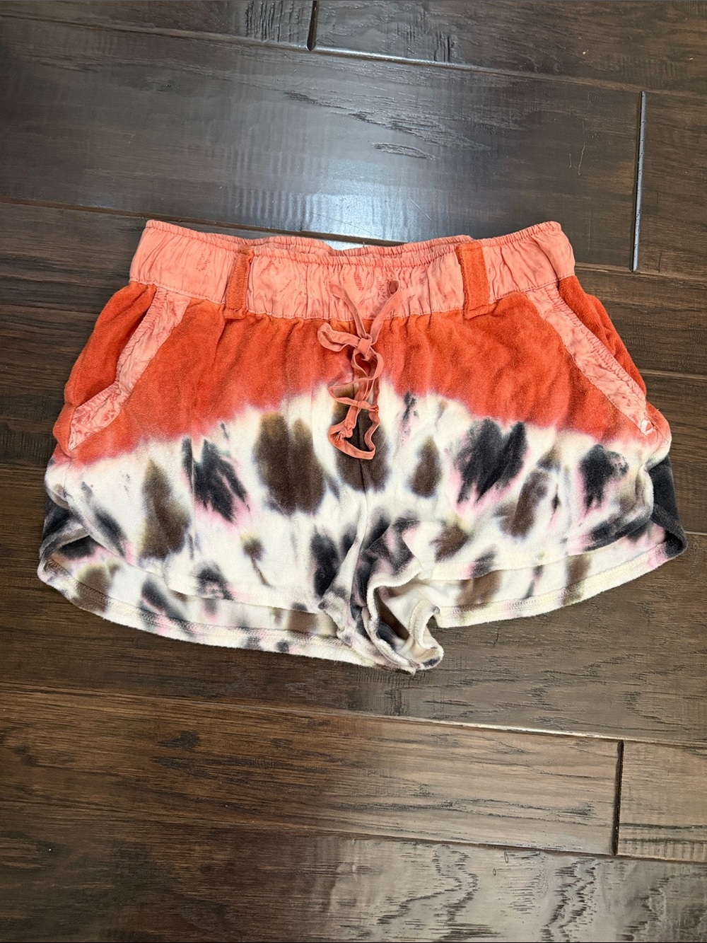 Young Fabulous & Broke Burnt Orange Tie Dye Terry Shorts Large Like New